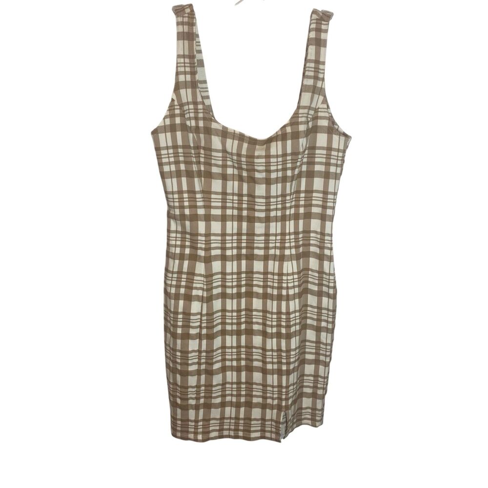 Forever 21 Plaid Mini Dress Women's  Size M Brown White Preppy Academia